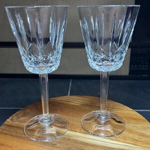 Block Crystal 24% Lead Handmade Wine Glasses Set of 2 Clear Cut Stemware 8.75in